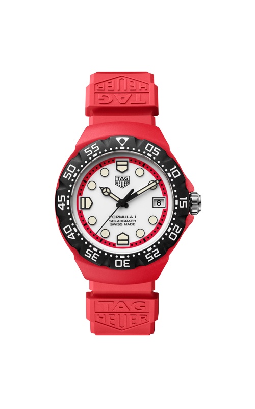 TAG Heuer Men's Formula 1 Solargraph 38mm Polylight Red Case White Dial Watch WBY1161.FT8086