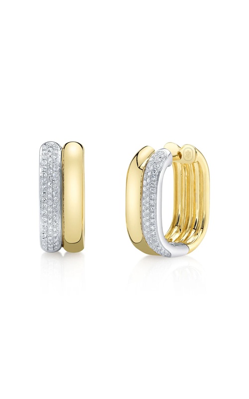 Shy Creation 14k Yellow and White Gold .33ctw Pave Oval Diamond Hoop Earrings SC22010337H0.80