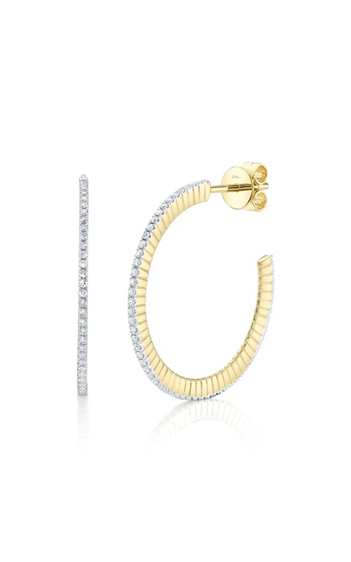 Shy Creation 14k Yellow Gold .36ctw Diamond J Hoop Earrings SC55028422RDD1.00