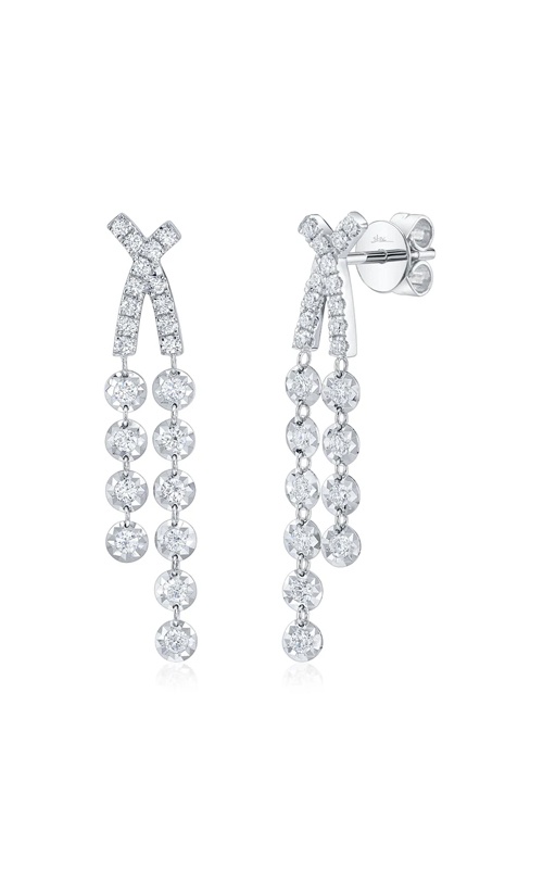 Shy Creation 14k White Gold .59ctw Diamond X Dangle Earrings SC55029043