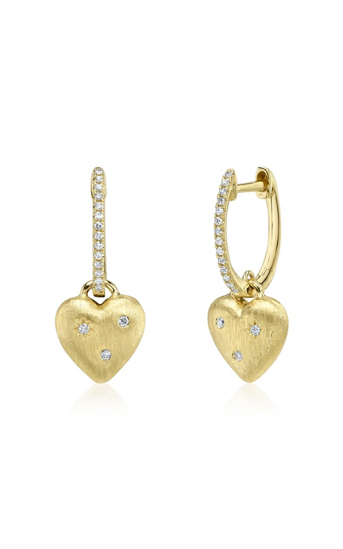 Shy Creation 14k Yellow Gold .10ctw Diamond Heart Dangle Earrings SC55029296