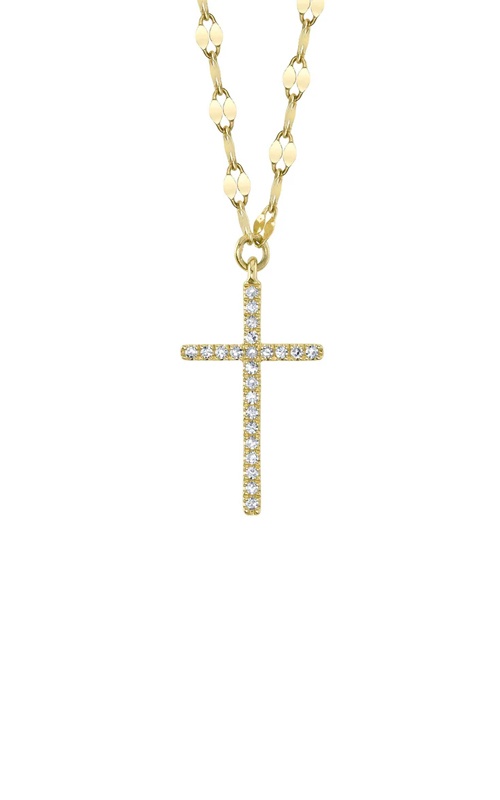 Shy Creation 14k Yellow Gold 18'' .06ctw Diamond Cross Necklace SC55026066