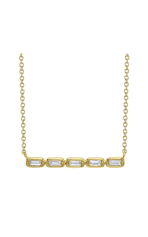 Shy Creation 14k Yellow Gold 18'' .16ctw Baguette Diamond Bar Necklace SC55028593