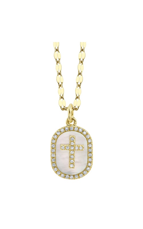 Shy Creation 14k Yellow Gold .95ct Mother of Pearl and .11ctw Diamond Necklace SC55028759