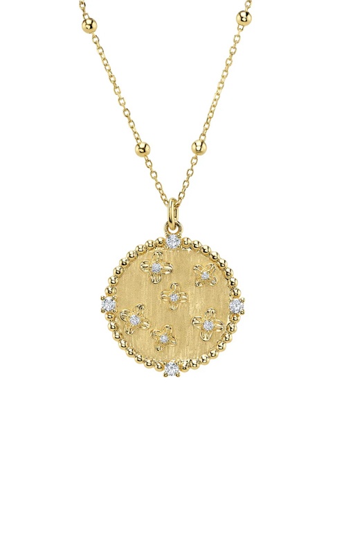 Shy Creation 14k Yellow Gold 18'' .13ctw Diamond Circle Floral Necklace SC55029131