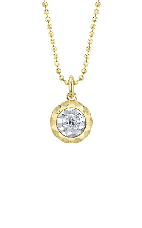 Shy Creation 14k Yellow Gold .11ctw Diamond Circle Necklace with 18'' Chain SC55029245