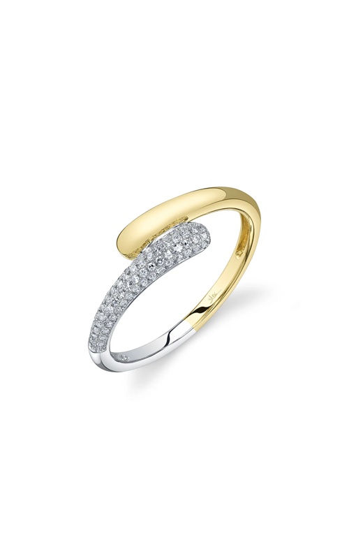 Shy Creation 14k Yellow and White Gold .15ctw Pave Bypass Band SC55028953