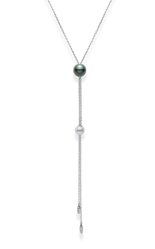 Mikimoto 18k White Gold 10mm Pearl and 8mm Pearl .07ctw 28'' Diamond Necklace MPQ10132ZDXW