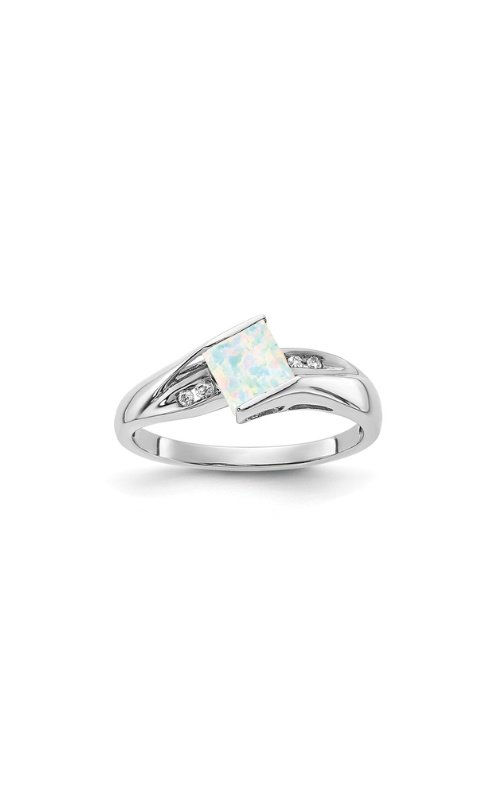 Albert's Sterling Silver Diamond and Lab Created Opal Ring RLS4876/CROP-SSAAB-7