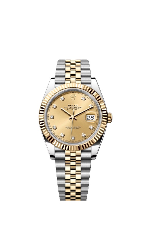 Pre-Owned Rolex Datejust Oystersteel/18KY Jubilee 41mm Champagne Diamond Dial 126333