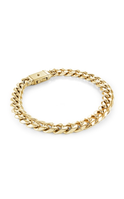 Italgem Gold Plated Stainless Steel Polish 8mm Curb Square 8'' Clasp Bracelet SMB805-GO-8