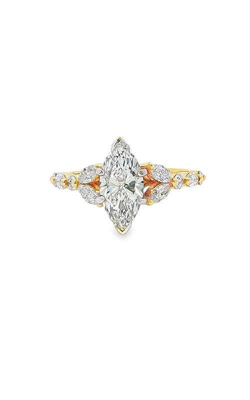 Love Story 14k Yellow Gold 1.12ct Marquise H VVS1 Center and .74ctw Melle Diamond Engagement Ring