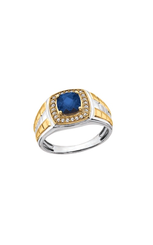 Albert's Sterling Silver and 10k Yellow Gold .20ctw Diamond and Lab Created Blue Sapphire Gents Ring RM5688-CS-SS0Y-10