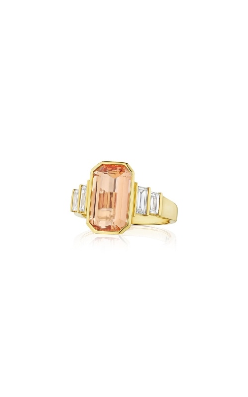 Ashley Lauren 14k Yellow Gold 4.42 Carat Imperial Topaz & .67 Carat tw Baguette Diamond Ring ER12798-E445A/OG33418