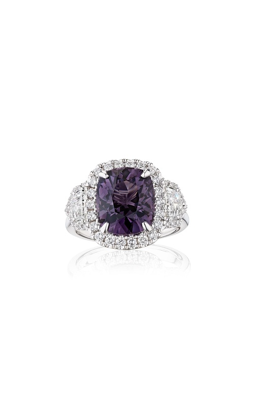 Ashley Lauren 14k White Gold 4.78 Carat Gray Lavender Spinel Cushion & .85 Carat tw Diamond Ring ER12796-C472A