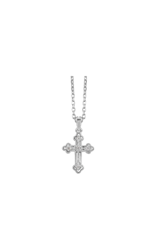 Albert's Sterling Silver .05ctw Diamond Cross Necklace PD11387-SSSC