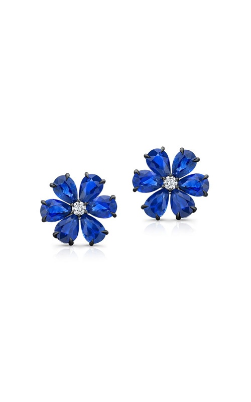 Rahaminov Diamonds 18k White Gold Black Rhodium 8.80ctw Pear Blue Sapphire Earrings CS-1454