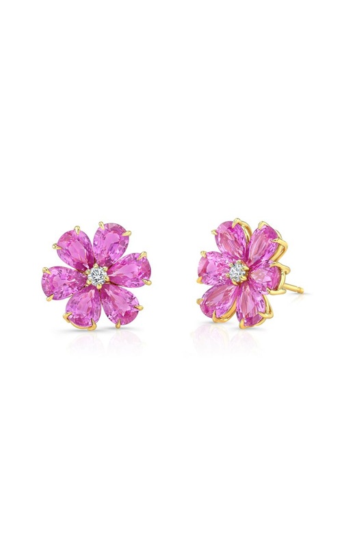 Rahaminov Diamonds 18k Yellow Gold 8.81ctw Pink Sapphire and .17ctw Diamond Earrings CS-1651