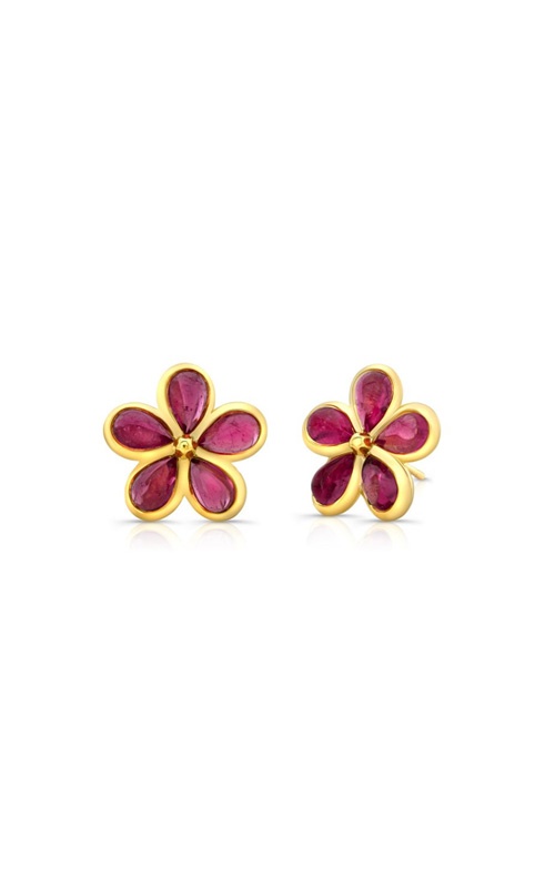 Rahaminov Diamonds 18k Yellow Gold 5.46ctw Pink Tourmaline Flower Earrings CS-1720