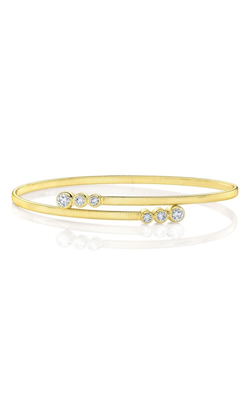 Shy Creation 14k Yellow Gold .58ctw Round Diamond Bezel Bangle B22001081ZS