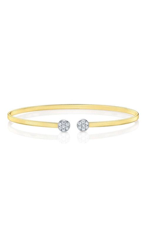 Shy Creation 14k Yellow & White Gold .22ctw Diamond Pave Open Bangle B22001213ZS