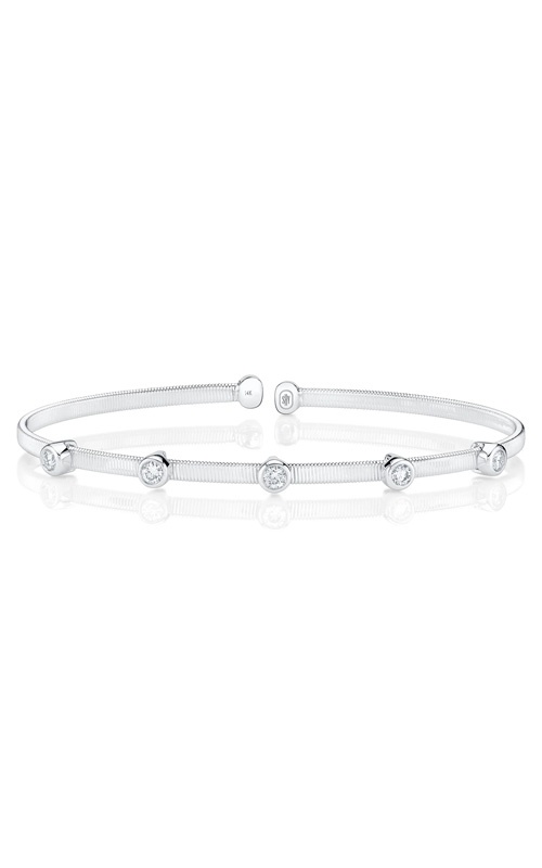 Shy Creation 14k White Gold .32ctw Round Diamond Bezel Bangle B22001310ZS
