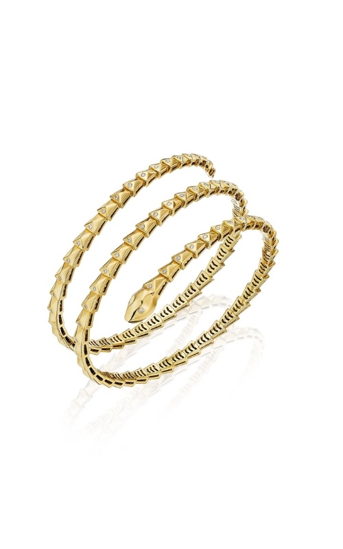 Albert's 18K Yellow Gold 6.75'' .41CTW Round Diamond Snake Coil Bracelet BG365B