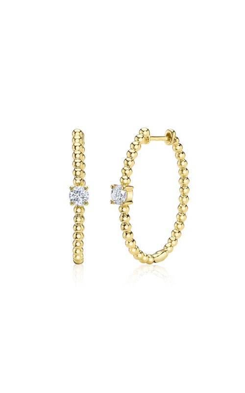 Shy Creation 14K Yellow Gold .37CTW Oval Diamond Hoop Earrings SC55028659H1.00