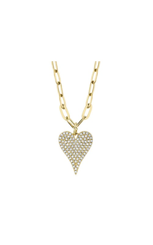 Shy Creation 14 Karat Yellow Gold .21CTW Diamond Heart Paper Clip Necklace SC55022785V2
