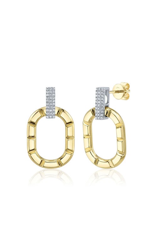 Shy Creation 14KY/W 0.13Ctw Pave Geometrical Cut Earrings SC55028513