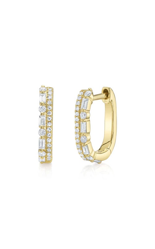 Shy Creation 14KY 0.31Ctw Baguette/round Diamond Huggies SC55029278