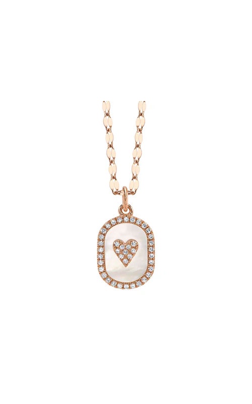 Shy Creation 14KR 18'' 0.87CT Mother of Pearl 0.10Ctw Diamond Heart Pendant SC55028837