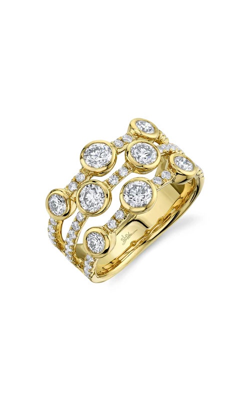 Shy Creation 14 Karat Yellow Gold 1.58Ctw Round Diamond Bezel/Prong 3-Row Ring finger Size 7 SC55008500