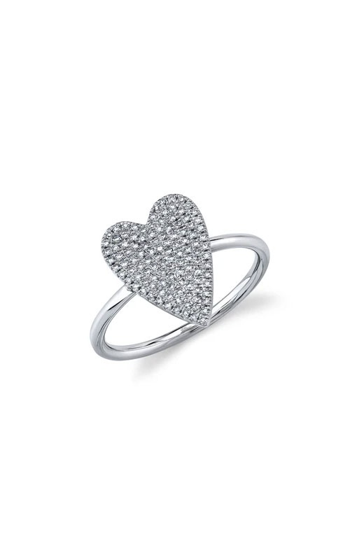 Shy Creation 14 Karat White Gold .26CTW Round Diamond Pave Heart Ring Finger Size 7 SC55009104V2