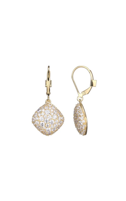 Elle Jewelry Sterling Silver & 18 Karat Yellow Gold Plated Diamond Shaped CZ Drop Earrings With Lever Backs LE0005