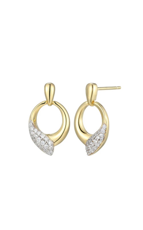 Elle Jewelry Sterling Silver ''Amour'' Rhodium and Yellow Gold-Plated White CZ 0.8mm Post Earrings LE0188