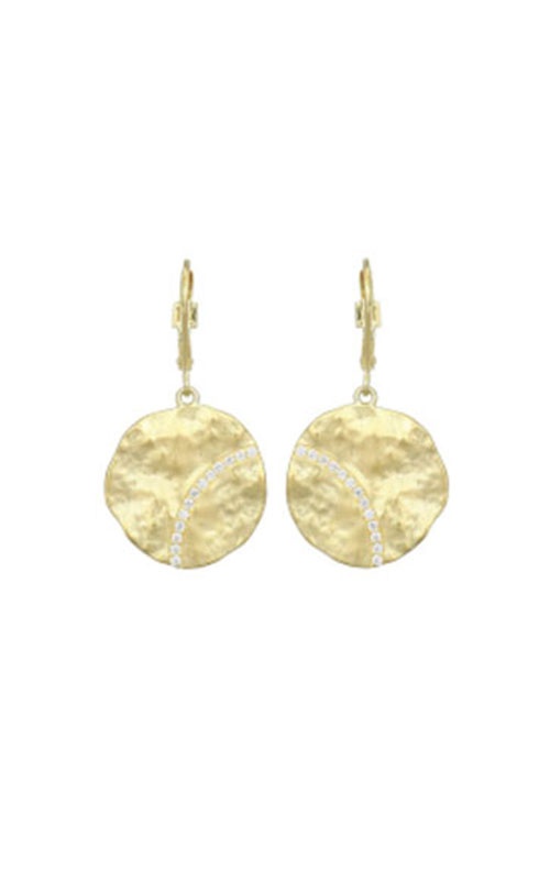Elle Jewelry Sterling Silver ''Galaxy'' Yellow Gold-Plated White CZ Leverback Earrings LE0160