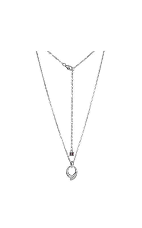 Elle Jewelry Sterling Silver ''Amour'' Rhodium-Plated White CZ Necklace on 17''+3'' Extension Rolo Chain LN0187
