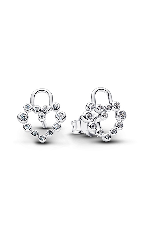 Pandora Sparkling Heart Padlock Stud Earrings 294419C01