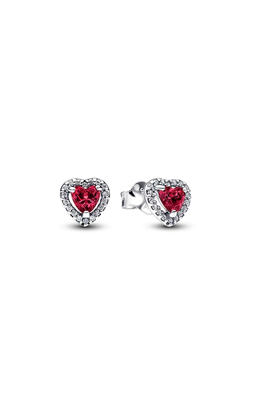 Pandora Elevated Red Heart Stud Earrings 298427C04