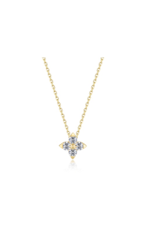 Lafonn Sterling Silver & Gold Plated .45Ctw Flower Necklace 18'' N0344CLG18