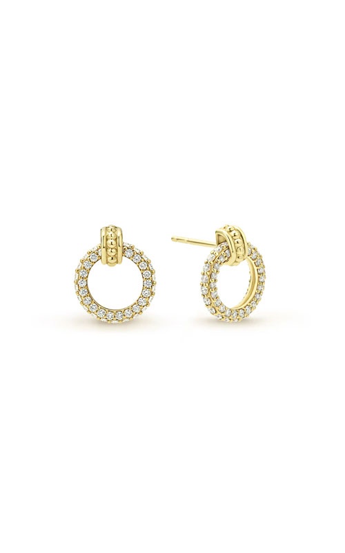 LAGOS 18k Yellow Gold .48tw Caviar Circle Stud Earrings 01-11097-DD