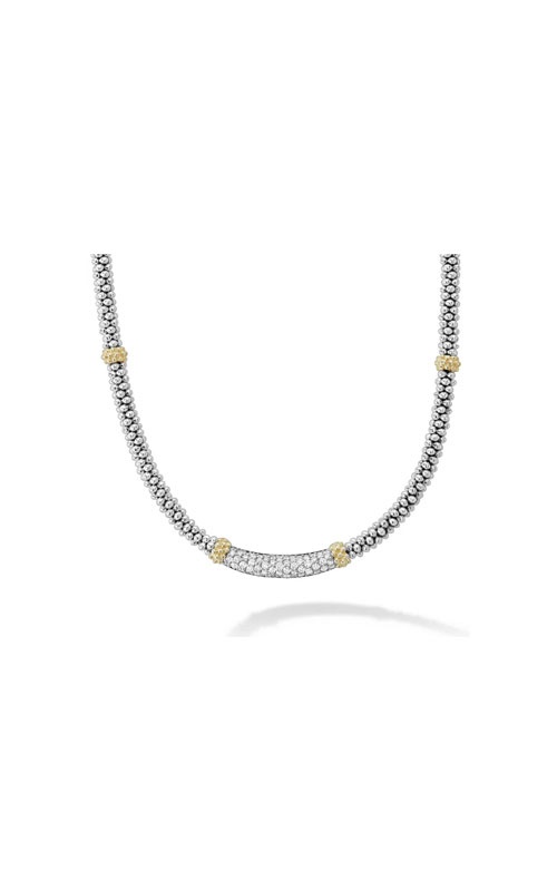 LAGOS Sterling Silver and 18k Yellow Gold Caviar Lux Diamond Necklace 04-81030-DD16