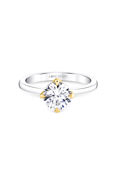 Albert's 14k White and Yellow Gold Plain Solitaire Semi Mount Engagement Ring - For a 1.50ct Round Center Stone CA008464EW/Y