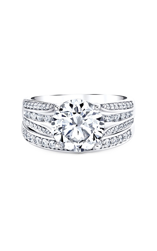 Albert's 14k White Gold 3.03ctw Round Diamond Center and .62ct Lab Diamond Melee Engagement Ring EVRB-12131