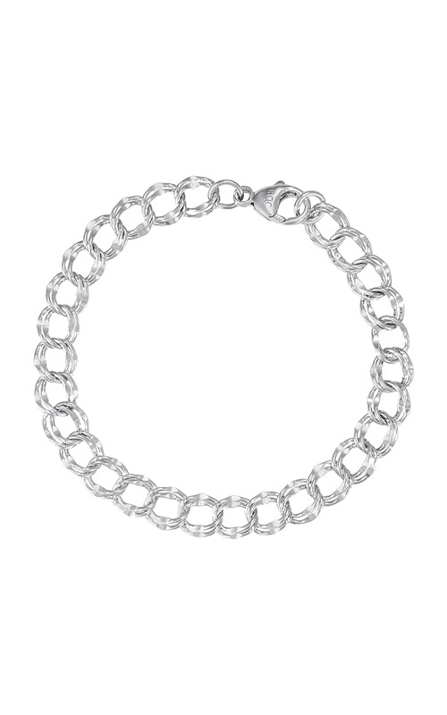 Rembrandt Charms Sterling Silver 7'' Large Double Link Dapped Curb Classic Bracelet