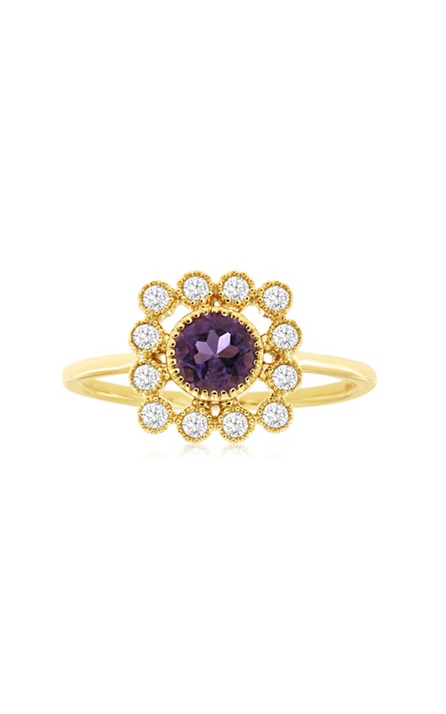 Albert's 14k Yellow Gold .45ct Amethyst and .19ct Diamond Halo Ring H1636AM