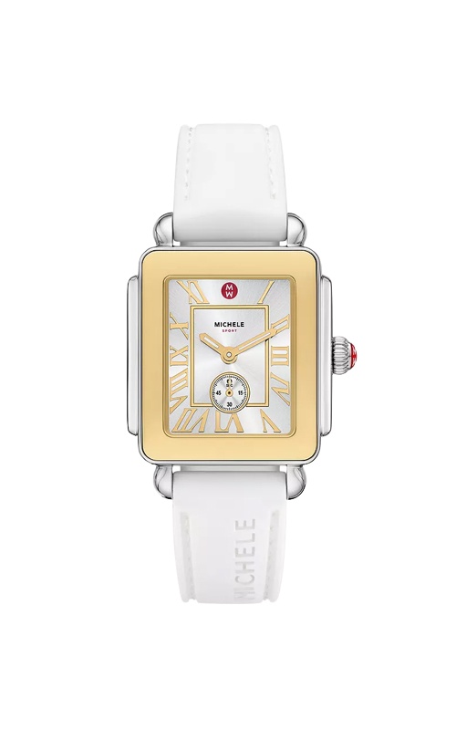 Michele Deco Sport Mid Two-Tone White Silicone Watch MWW06H000007