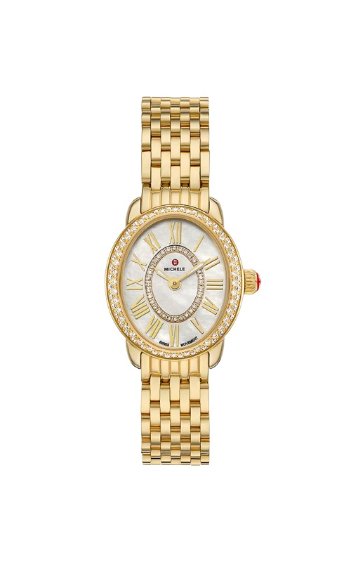Michele Serein Oval Diamond 18K Gold-Plated Watch MWW21H000003