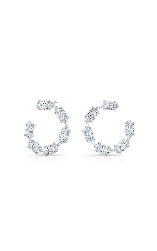Rahaminov 18K White Gold 5.11CTW Moval F-G VS-SI Circle Hoop Earrings MEAR-0130